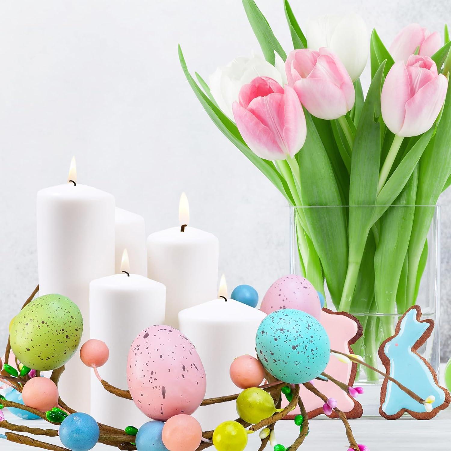 imageWinlyn 4 Pcs Easter Egg Candle Rings Wreaths Spring Egg and Pip Berry Candle Rings Artificial Easter Egg Candle Holder Mini Wreaths 95quot Wide for Easter Spring Holiday Home Kitchen Table Centerpiece