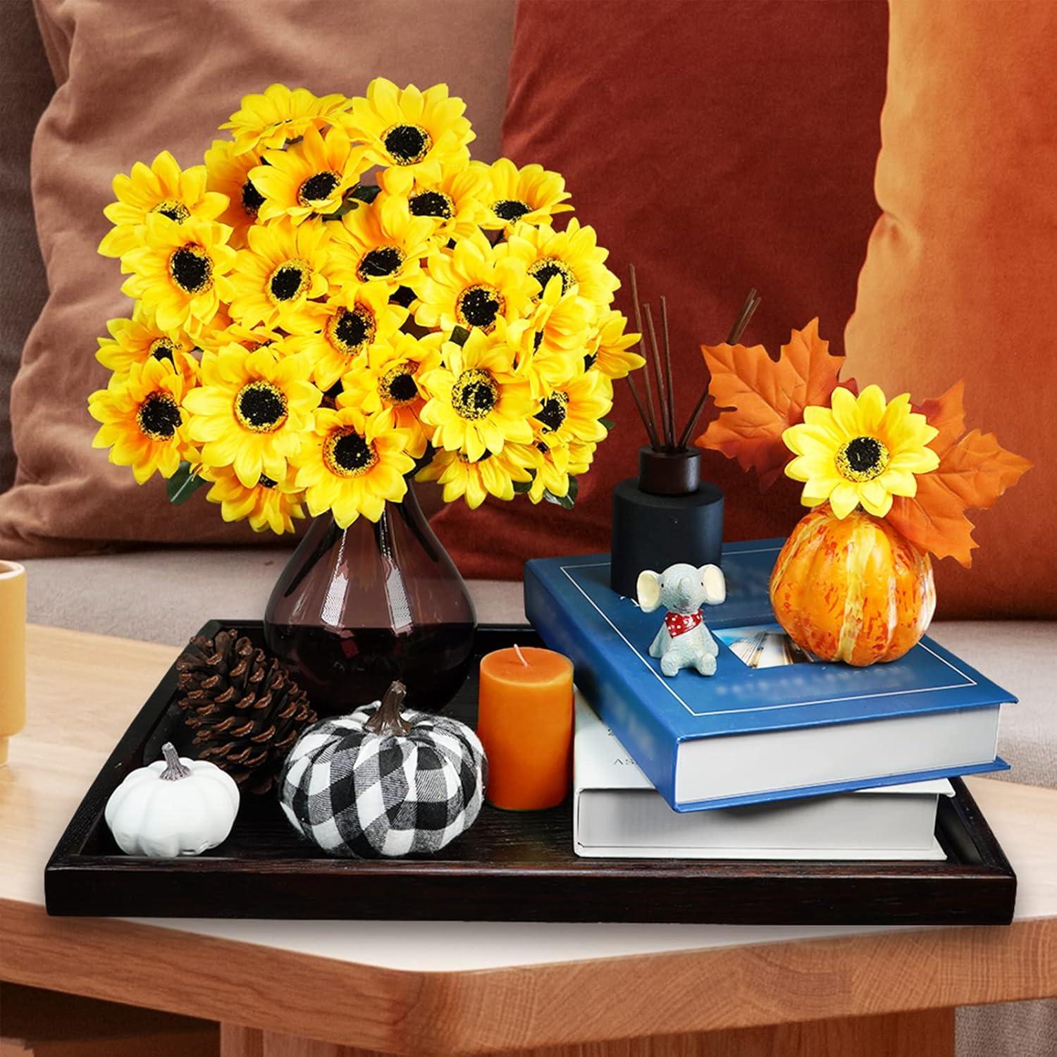 imageWinlyn 8 Pcs Sunflowers Artificial Flowers Bulk Yellow Sunflower Stems 118quot Tall Silk Sunflowers Faux Wildflowers for Outdoors Centerpieces Vase Bouquets Wreaths Floral Crafts Wedding Fall Decor