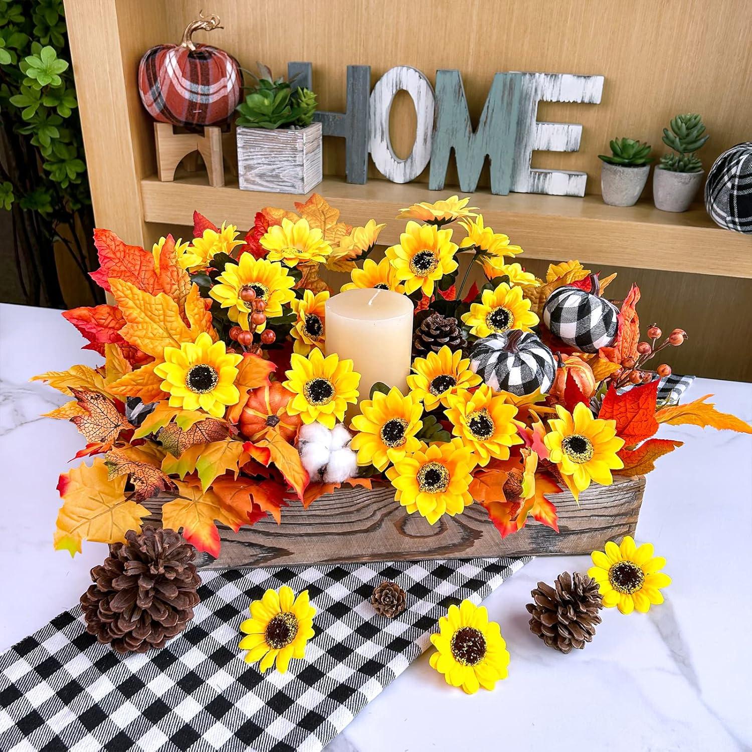 imageWinlyn 8 Pcs Sunflowers Artificial Flowers Bulk Yellow Sunflower Stems 118quot Tall Silk Sunflowers Faux Wildflowers for Outdoors Centerpieces Vase Bouquets Wreaths Floral Crafts Wedding Fall Decor