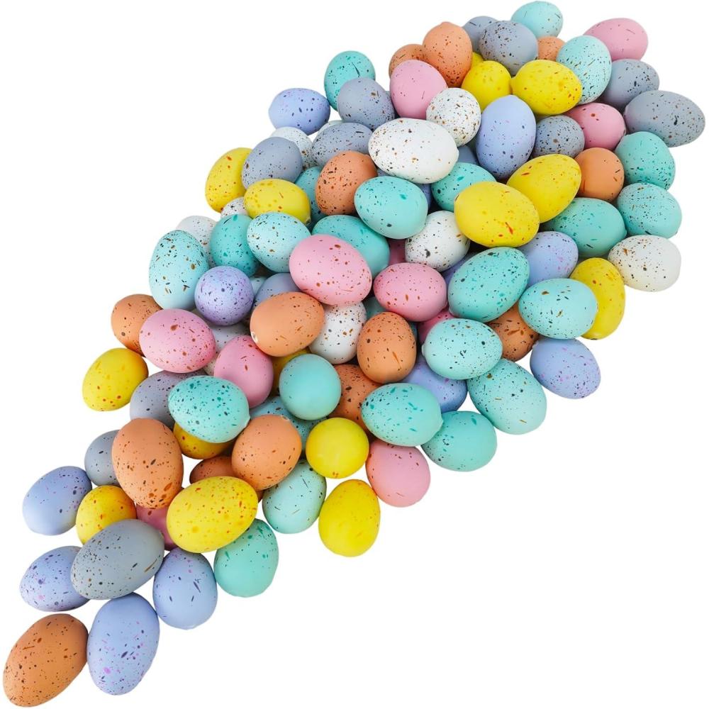 imageWinlyn 120 Pcs 8 Colors Mini Easter Foam Eggs Speckled Pastel Easter Eggs Small Decorative Artificial Easter Bird Eggs for Easter Basket Fillers Craft Projects Springtime Party Favors Table Setting