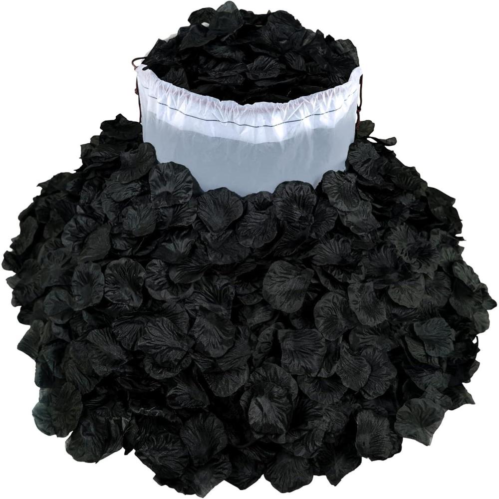 imageWinlyn 3000 Pcs Black Silk Rose Petals Set Scented Readytouse Separated Realistic Artificial Rose Flower Petals for Romantic Night Weddings Proposals Anniversaries Valentines Day Halloween DecorBlack