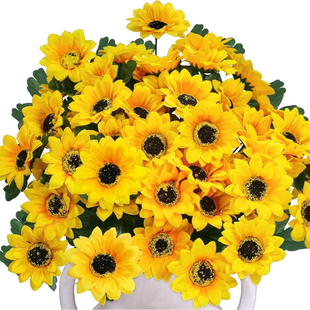 imageWinlyn 8 Pcs Sunflowers Artificial Flowers Bulk Yellow Sunflower Stems 118quot Tall Silk Sunflowers Faux Wildflowers for Outdoors Centerpieces Vase Bouquets Wreaths Floral Crafts Wedding Fall Decor