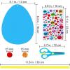 24 Sets Easter Egg Ornaments Decorations DIY 3D Easter Craft Kits Assorted Egg Shaped Foam Cutouts Easter Foam Stickers Pom-poms for Kids Party Favors Easter Spring Classroom Activity Art Project