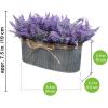 Winlyn 10 Inch Artificial Lavender Flower Arrangement in Rustic Oval Galvanized Metal Planter Box Faux Lavender Potted Plants for Farmhouse Spring Table Centerpiece Wedding Home Office Kitchen Décor
