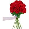 Winlyn 15 Pcs Real Looking Artificial Red Roses with Long Stems 19.7″ Tall – Silk Red Velvet Rose Flowers for Vase Bouquets Centerpieces Wedding Valentine’s Day Bride & Baby Shower Party Home Decor