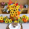 Winlyn 8 Pcs Sunflowers Artificial Flowers Bulk Yellow Sunflower Stems 11.8″ Tall Silk Sunflowers Faux Wildflowers for Outdoors Centerpieces Vase Bouquets Wreaths Floral Crafts Wedding Fall Decor