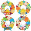 12 Sets Easter Wreath Signs Decorations DIY Foam Easter Craft Kits Easter Eggs Bunny Chick Foam Stickers Pom-Poms Googly Eyes for Kids Classroom Home Activity Art Project Gift Easter Front Door Décor