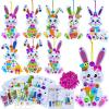 Winlyn 24 Sets Easter Craft Kits Spring Crafts DIY Bunny Ornaments Decorations Rabbit Foam Stickers Arts and Crafts for Kids Home Classroom Activities Party Favors Art Projects