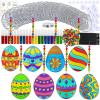 Winlyn 24 Sets Easter Egg Suncatchers Ornaments Decorations DIY Window Paint Art Suncatchers Egg Sun Catchers Painting Craft Kits for Kids Classroom Spring Party Activities Art Project