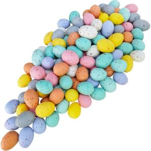 Winlyn 120 Pcs 8 Colors Mini Easter Foam Eggs Speckled Pastel Easter Eggs Small Decorative Artificial Easter Bird Eggs for Easter Basket Fillers Craft Projects Springtime Party Favors Table Setting