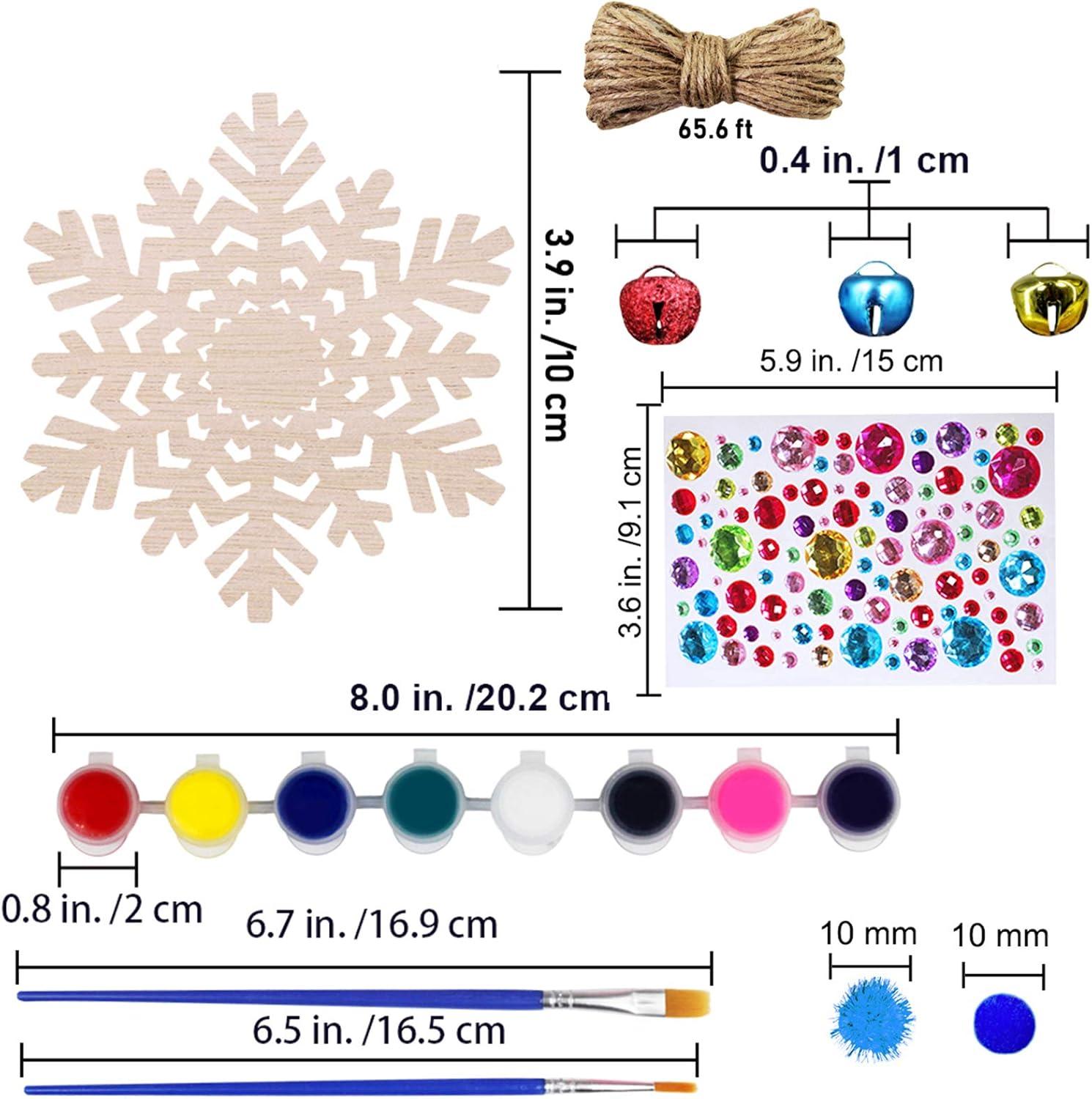 image32 Set Christmas Hanging Natural Unfinished Wood Snowflake Cutouts Ornaments ReadytoPersonalize Wooden Snowflake Rustic Winter Paintable Ornaments for Kids Holiday Xmas Party Crafts