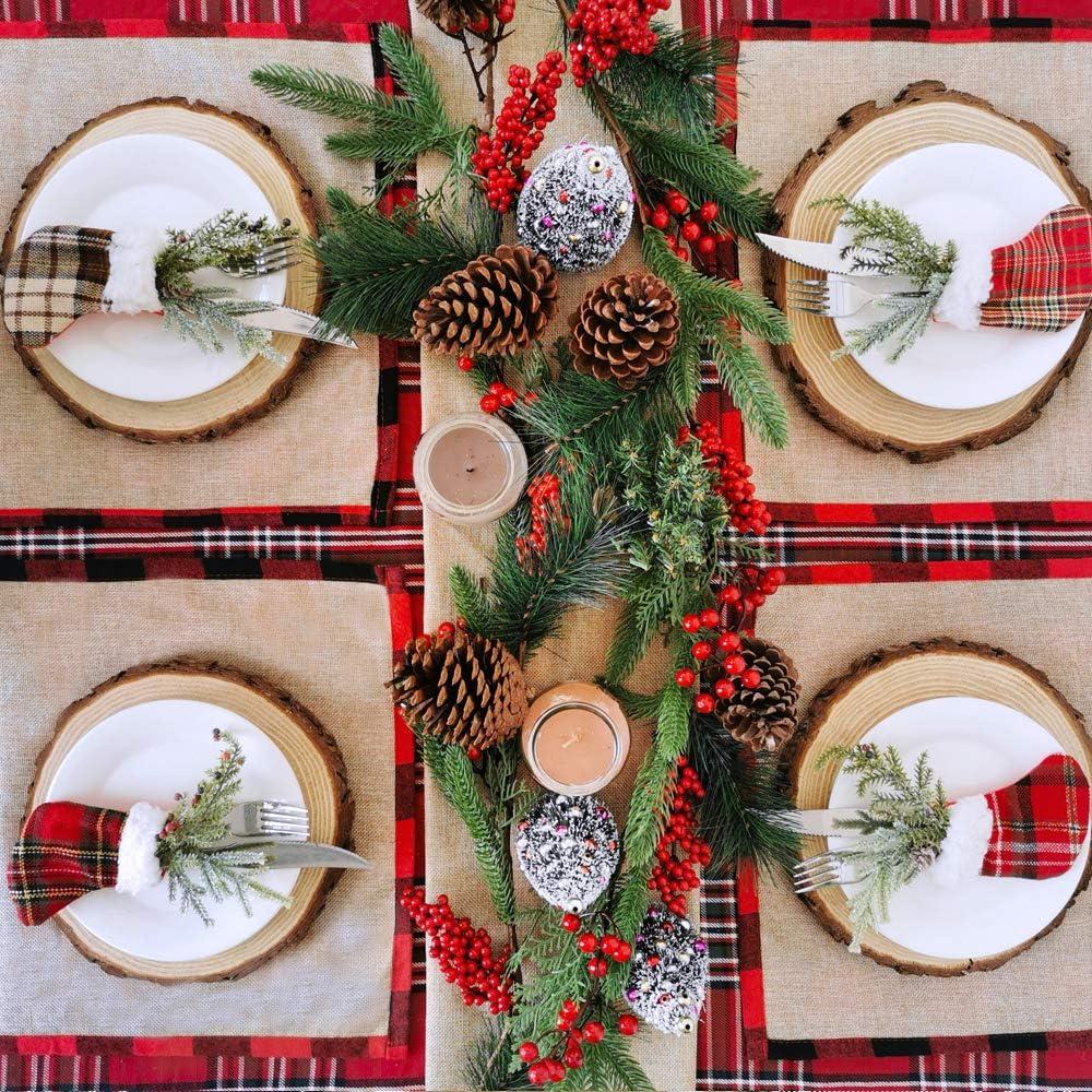 imageArtificial Christmas Pine Garland with Spruce Cypress Pinecones Red Berry Winter Greenery for Holiday Season Mantel Fireplace Table Runner Centerpiece Decoration 66 feet