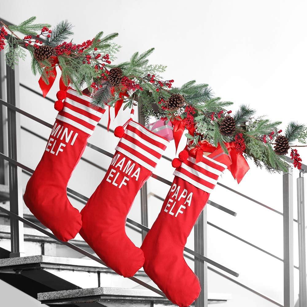 imageArtificial Christmas Pine Garland with Spruce Cypress Pinecones Red Berry Winter Greenery for Holiday Season Mantel Fireplace Table Runner Centerpiece Decoration 66 feet