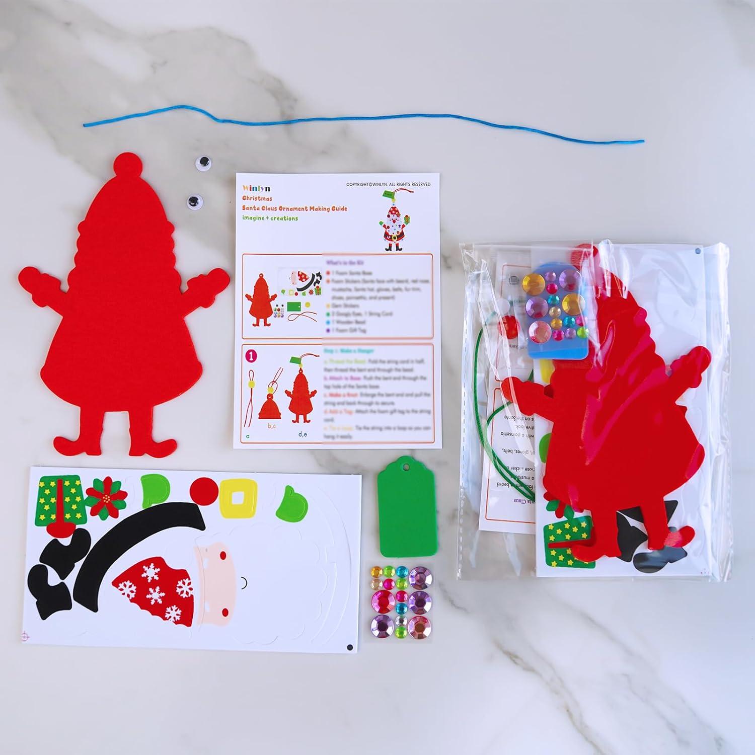 imageWinlyn 24 Set Christmas Craft Kits Winter Crafts DIY Ornaments ampamp Decorations Festive Foam Stickers Arts ampamp Crafts for Kids Holiday Home ampamp Classroom Activities Party Favors