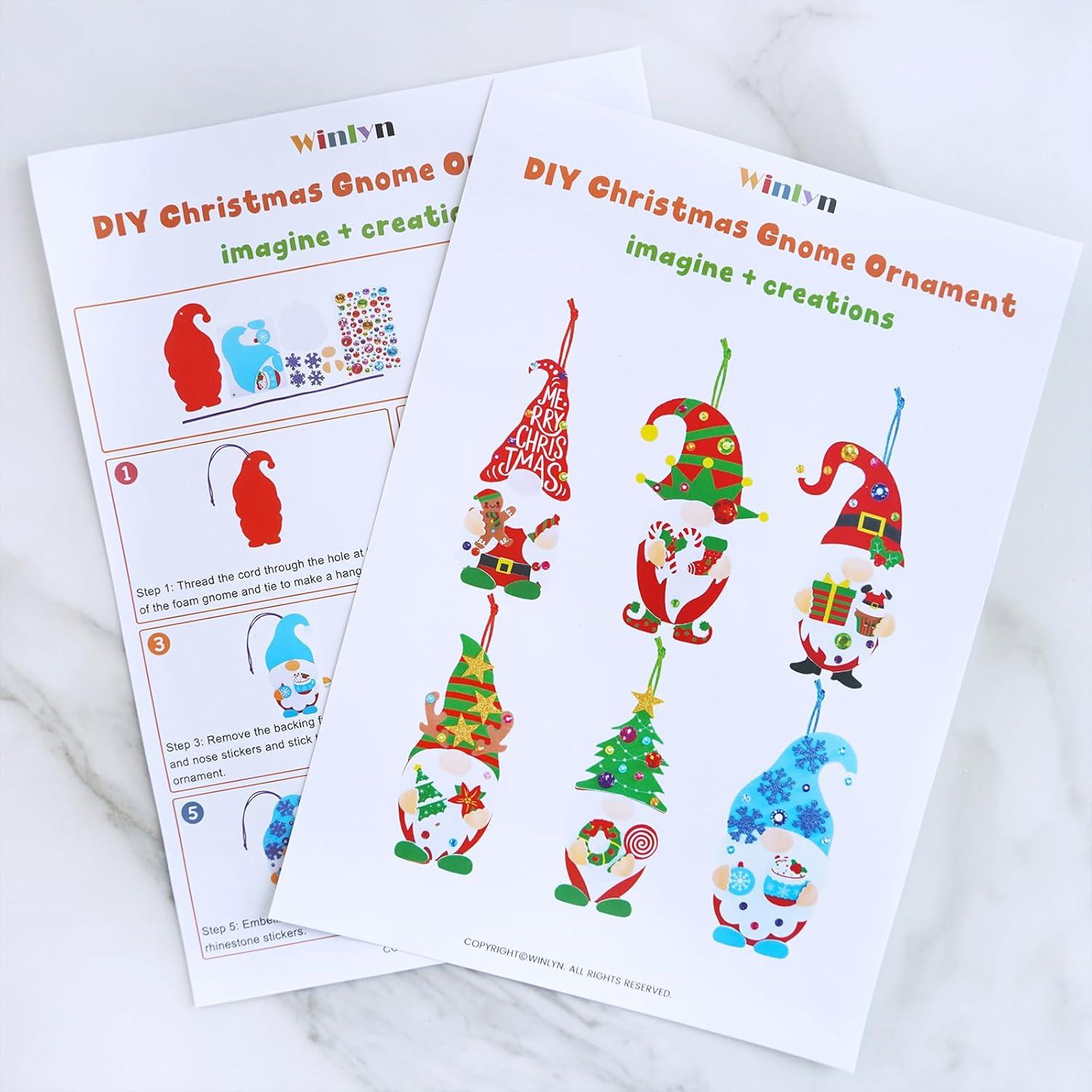 imageWinlyn 24 Sets Christmas Craft Kits Winter Crafts DIY Gnome Ornaments ampamp Decorations Art Sets with Foam Stickers for Kids Holiday Seasonal Home ampamp Classroom Activities Party Favors