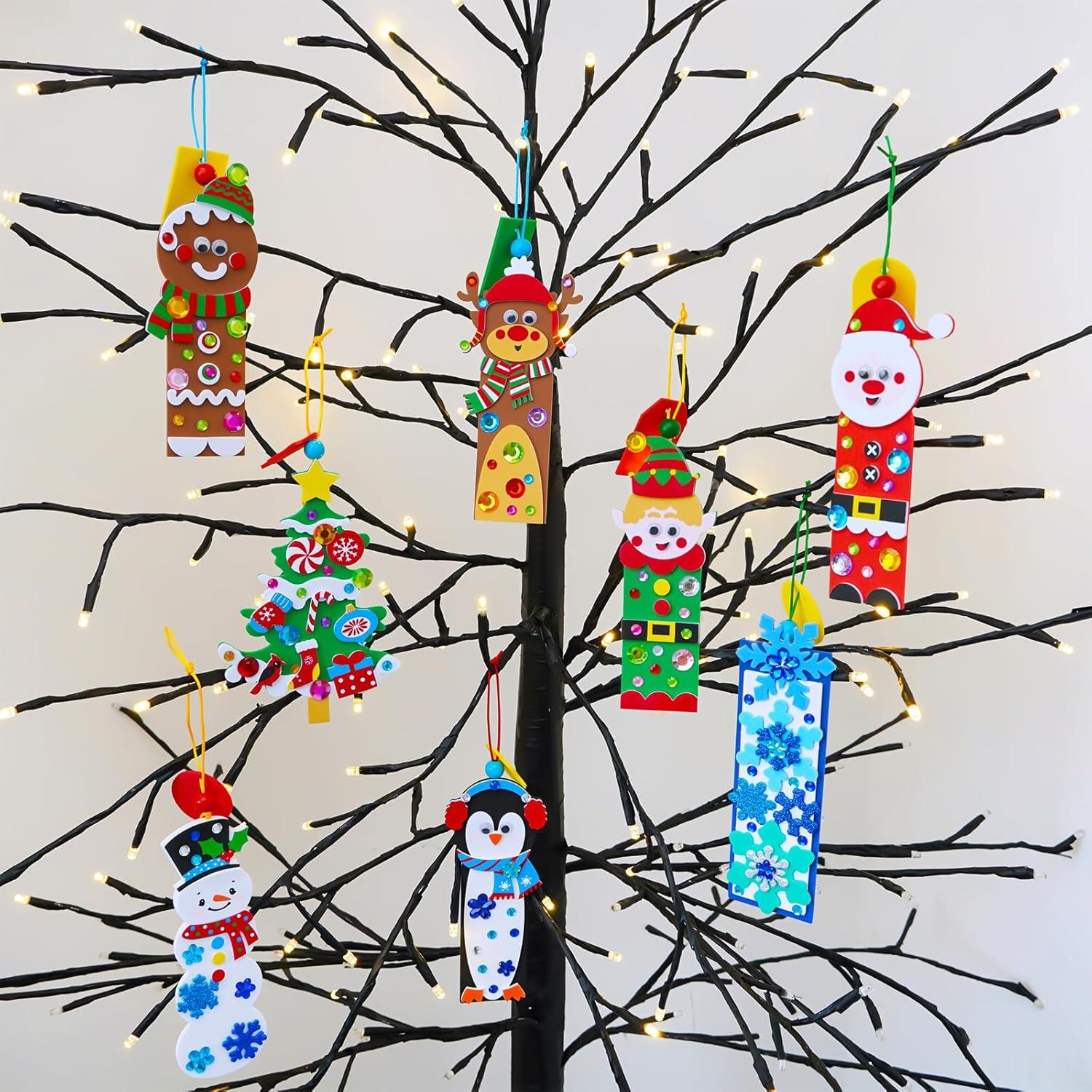 imageWinlyn 24 Sets Christmas Craft Kits Winter DIY Ornaments Decorations Festive Foam Stickers Arts and Crafts for Kids Holiday Home Classroom Activities Party Favors