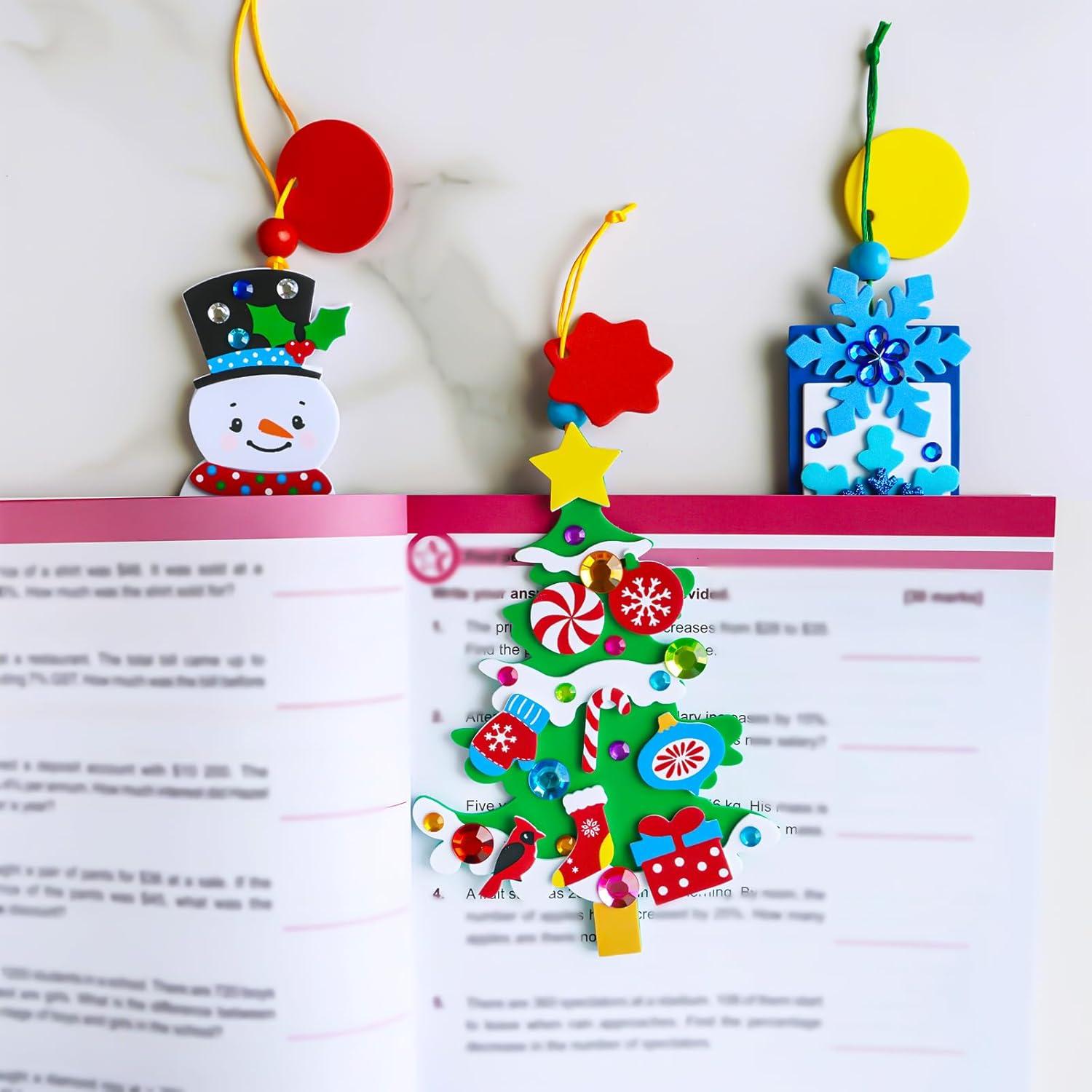 imageWinlyn 24 Sets Christmas Craft Kits Winter DIY Ornaments Decorations Festive Foam Stickers Arts and Crafts for Kids Holiday Home Classroom Activities Party Favors