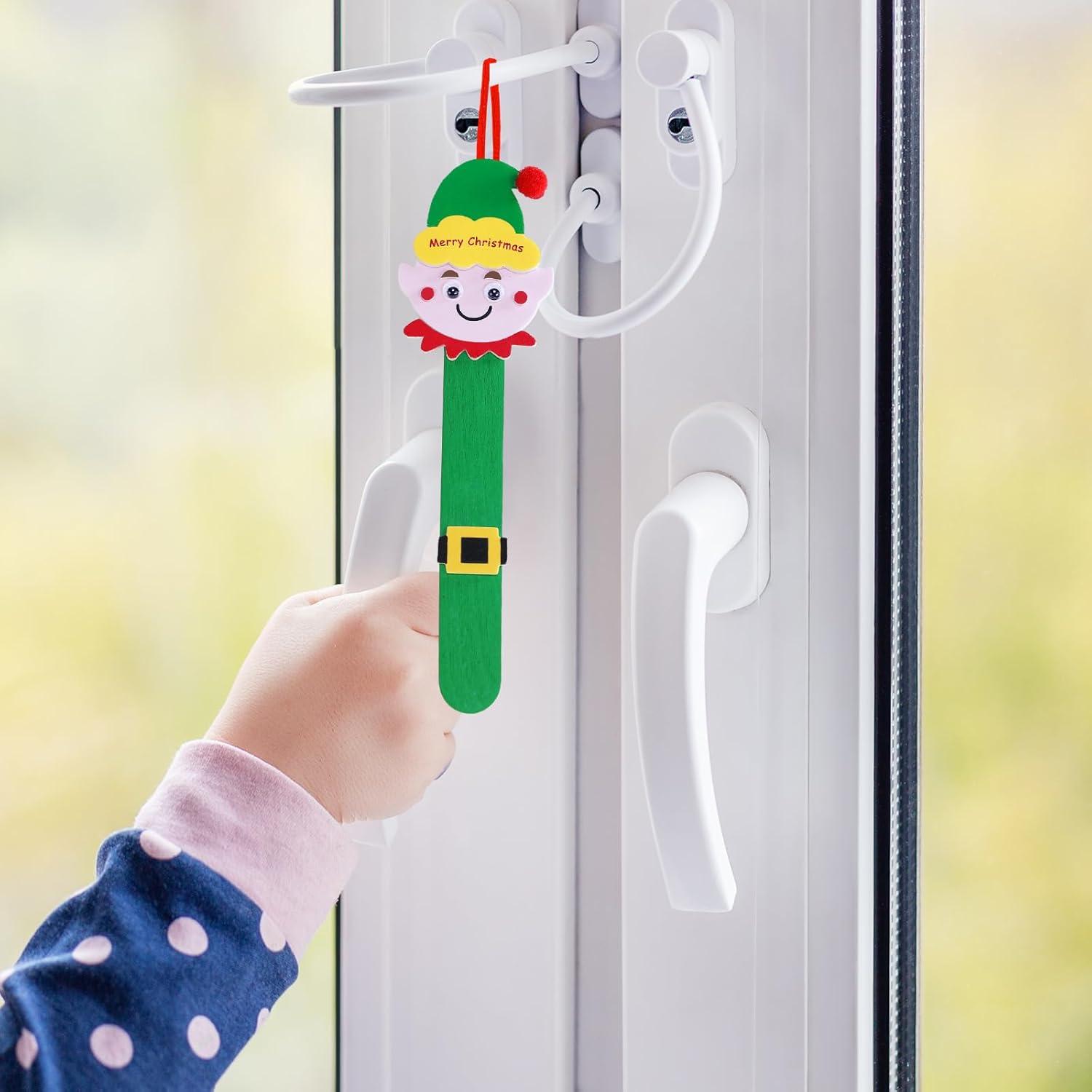 imageWinlyn 24 Sets Christmas Craft Kits Popsicle Stick Christmas Ornaments Winter Crafts DIY Craft Stick Santa Snowman Elf Reindeer Ornaments Art Sets for Kids Holiday Classroom Activities Party Favors