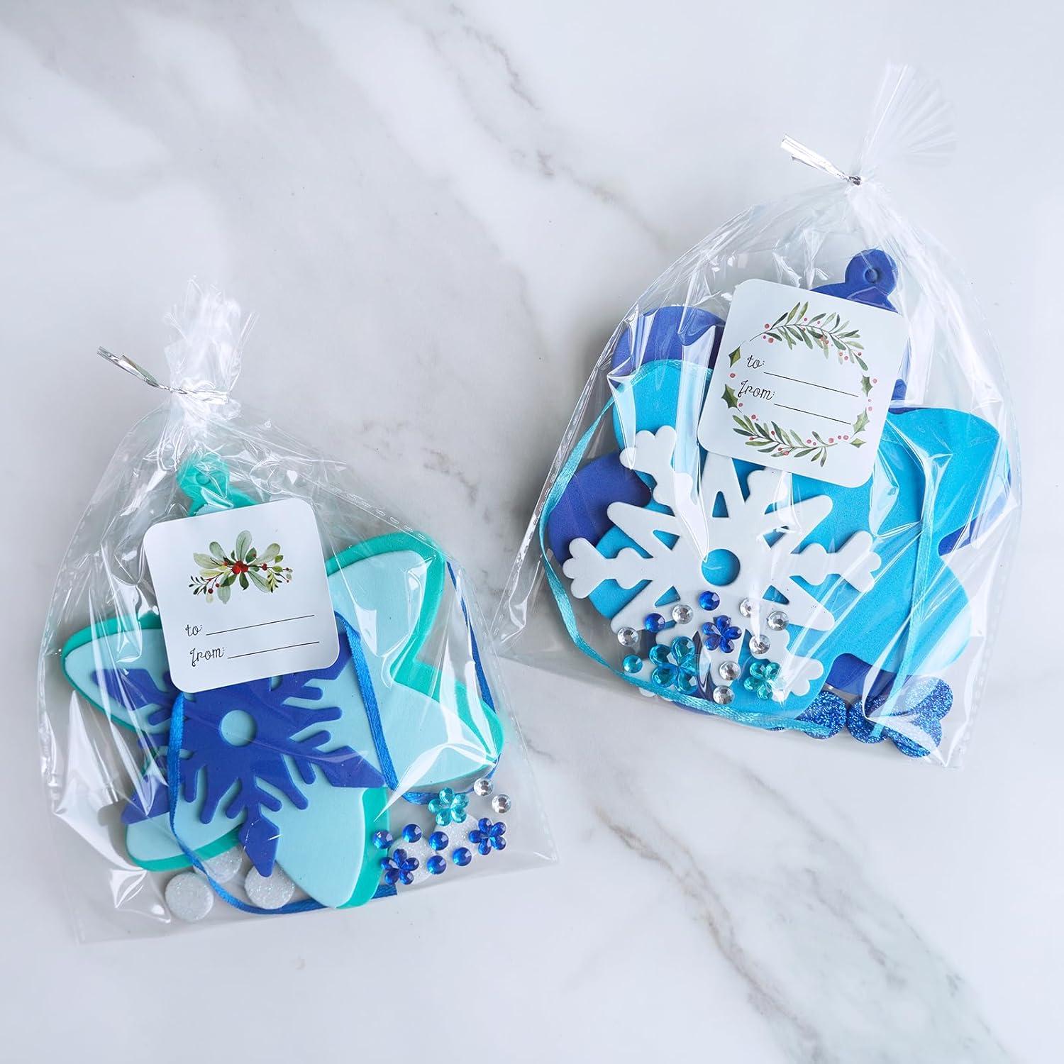 imageWinlyn 24 Sets Christmas Craft Kits Winter Crafts DIY 3D Snowflake Ornaments Decorations Art Sets Assorted Snowflake Christmas Foam Stickers for Kids Holiday Home Classroom Activities Party Favors