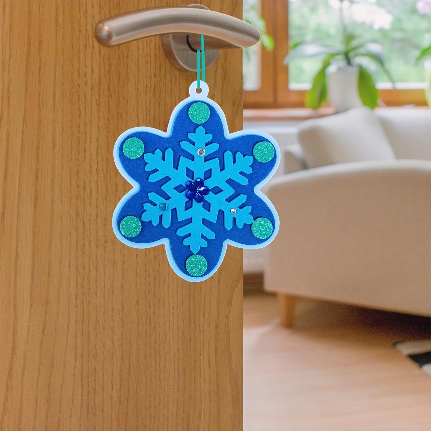 imageWinlyn 24 Sets Christmas Craft Kits Winter Crafts DIY 3D Snowflake Ornaments Decorations Art Sets Assorted Snowflake Christmas Foam Stickers for Kids Holiday Home Classroom Activities Party Favors