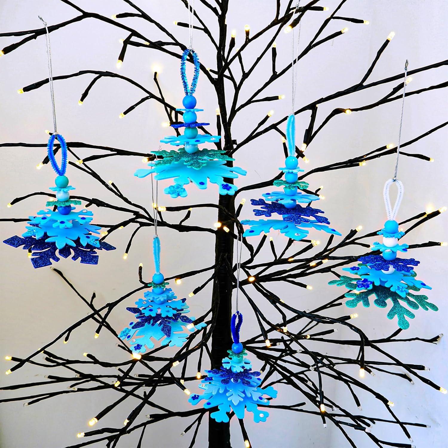 imageWinlyn 24 Sets Christmas Craft Kits Winter Crafts DIY 3D Snowflake Tree Ornaments Decorations Art Sets Foam Snowflake Christmas Arts and Crafts for Kids Holiday Classroom Art Activities Party Favors