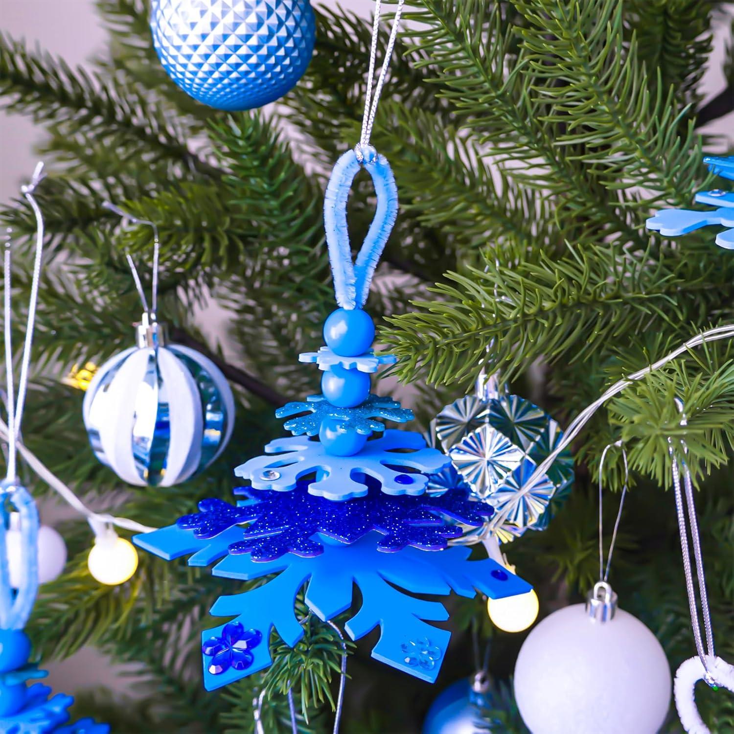 imageWinlyn 24 Sets Christmas Craft Kits Winter Crafts DIY 3D Snowflake Tree Ornaments Decorations Art Sets Foam Snowflake Christmas Arts and Crafts for Kids Holiday Classroom Art Activities Party Favors