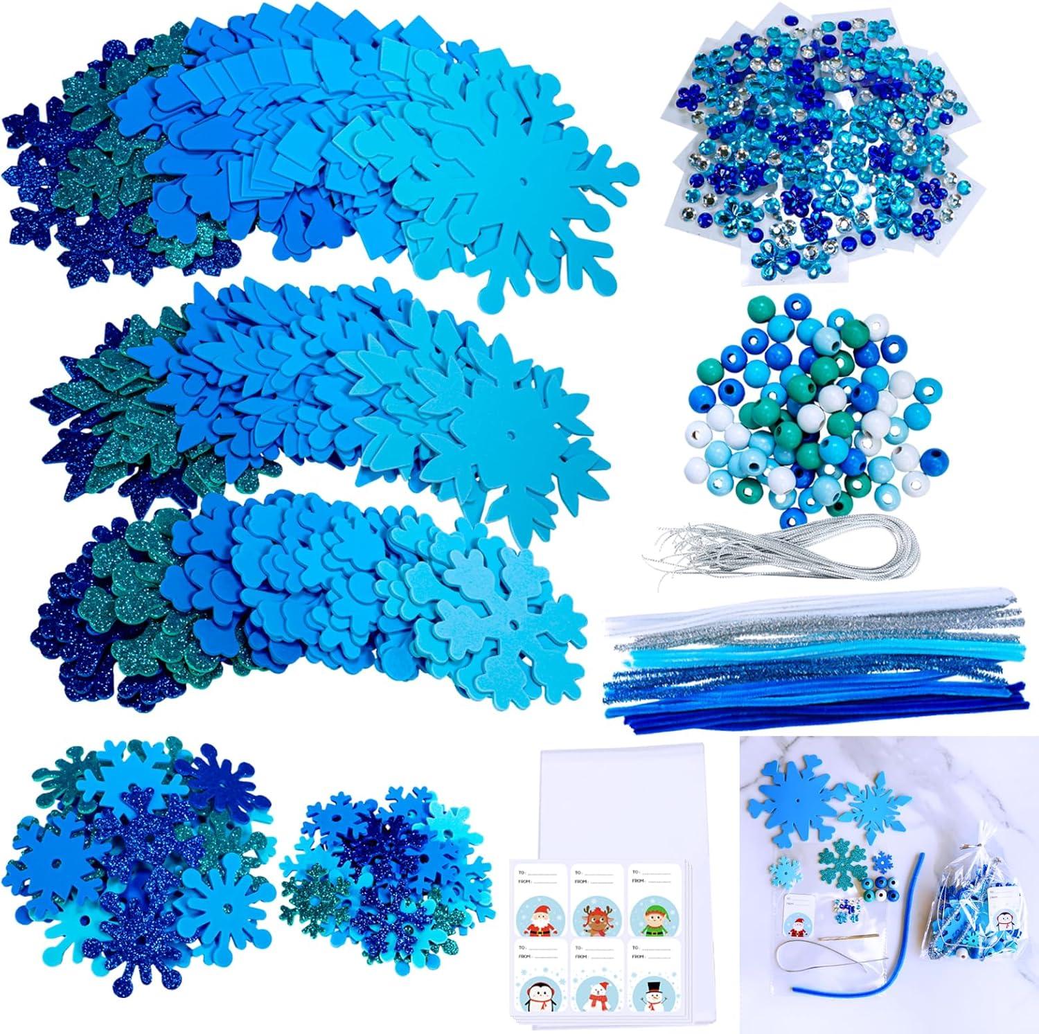 imageWinlyn 24 Sets Christmas Craft Kits Winter Crafts DIY 3D Snowflake Tree Ornaments Decorations Art Sets Foam Snowflake Christmas Arts and Crafts for Kids Holiday Classroom Art Activities Party Favors