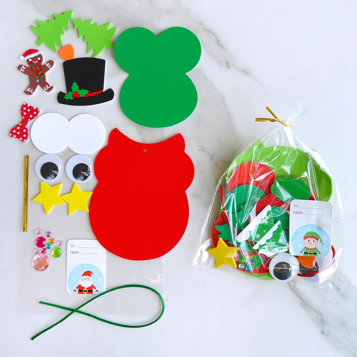 imageWinlyn 24 Sets Christmas Craft Kits Winter Crafts DIY Christmas Owl Ornaments Decorations Art Sets Foam Owl Christmas Tree Holiday Stickers for Kids Festival Home Classroom Activities Party Favors