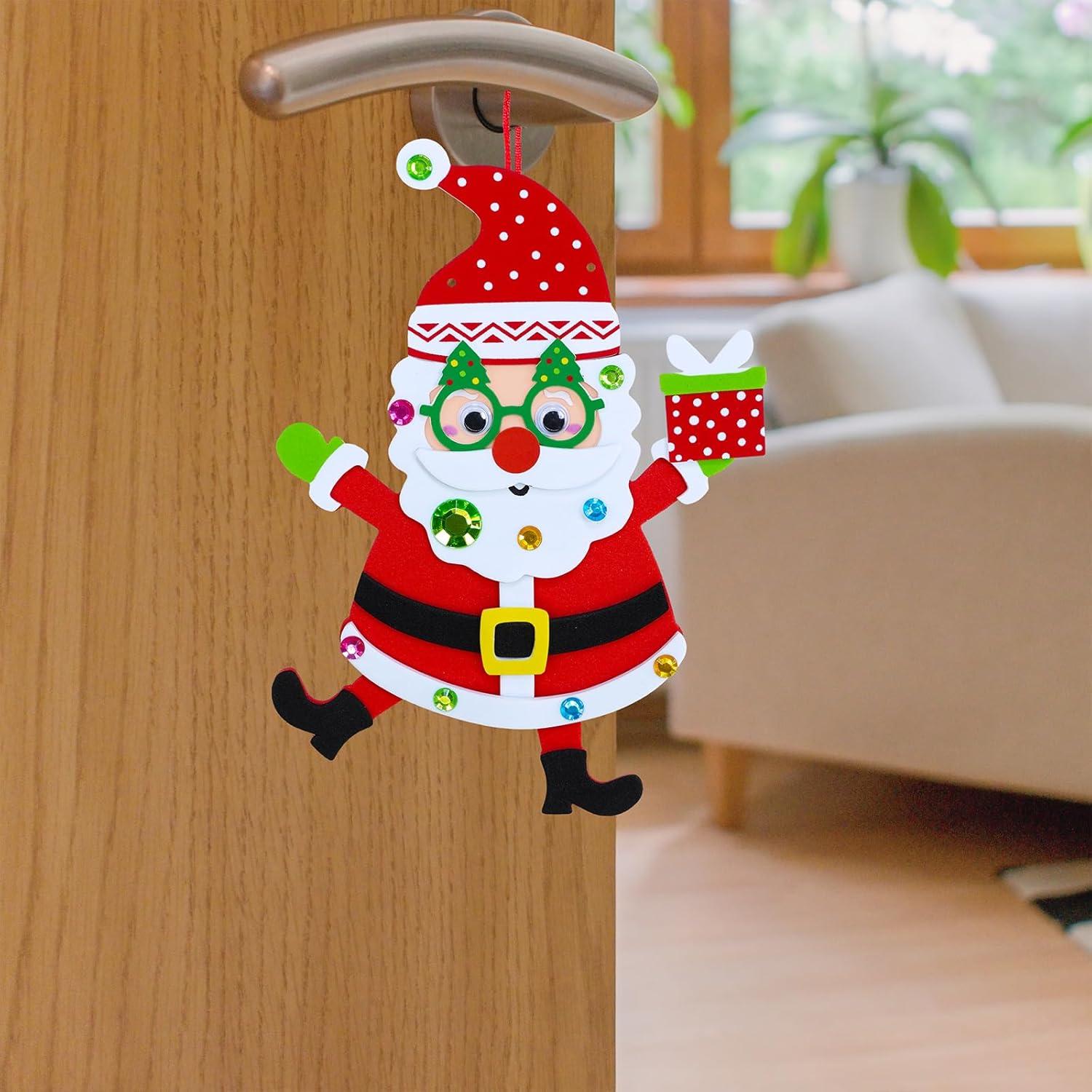 imageWinlyn 24 Sets Christmas Craft Kits Winter Crafts DIY Christmas Santa Ornaments Decorations Arts Sets Foam Santa Christmas Stickers for Kids Holiday Festive Home Classroom Activities Party Favors