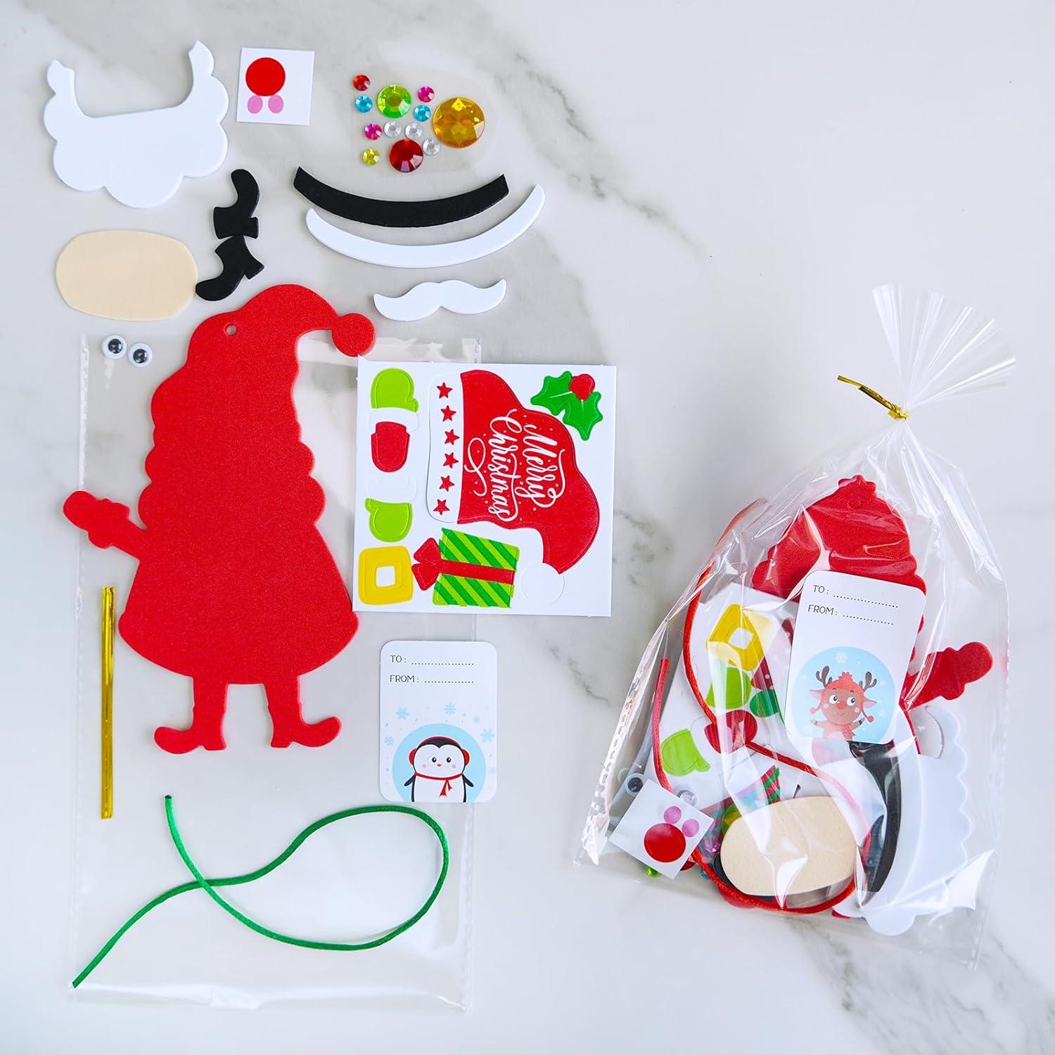 imageWinlyn 24 Sets Christmas Craft Kits Winter Crafts DIY Christmas Santa Ornaments Decorations Arts Sets Foam Santa Christmas Stickers for Kids Holiday Festive Home Classroom Activities Party Favors