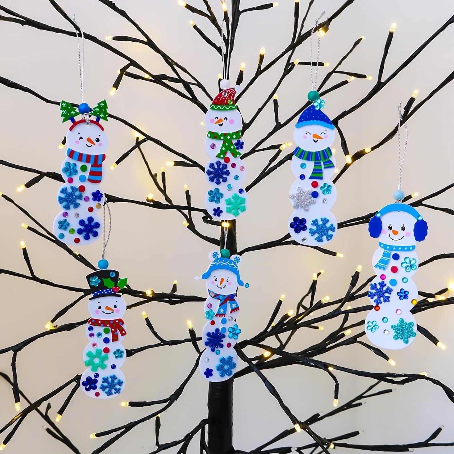 imageWinlyn 24 Sets Christmas Craft Kits Winter Crafts DIY Christmas Snowman Bookmarks Ornaments Art Sets Snowman Christmas Foam Stickers Arts and Crafts for Kids Holiday Classroom Activities Party Favors
