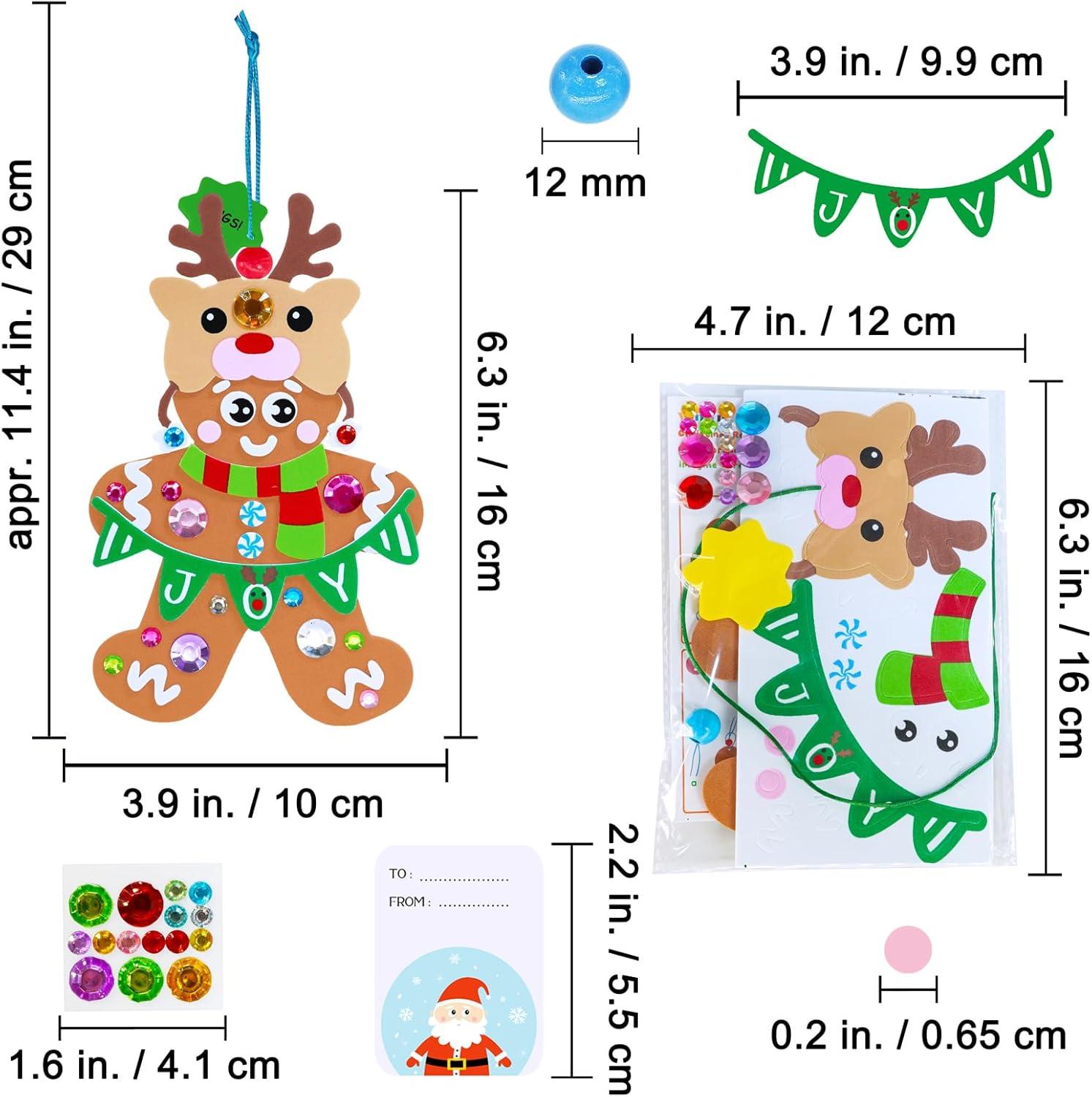 imageWinlyn 24 Sets Christmas Craft Kits Winter Crafts DIY Gingerbread Man Ornaments Decorations Festive Foam Stickers Christmas Arts and Crafts for Kids Holiday Home Classroom Art Activities Party Favors