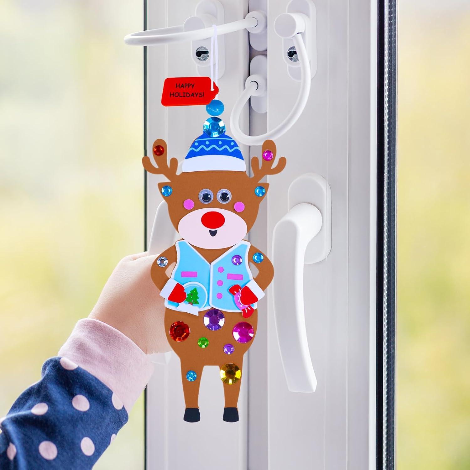 imageWinlyn 24 Sets Christmas Craft Kits Winter Crafts DIY Holiday Ornaments Decorations Winter Festive Foam Stickers Christmas Arts and Crafts for Kids Christmas Home Classroom Art Activities Party Favors