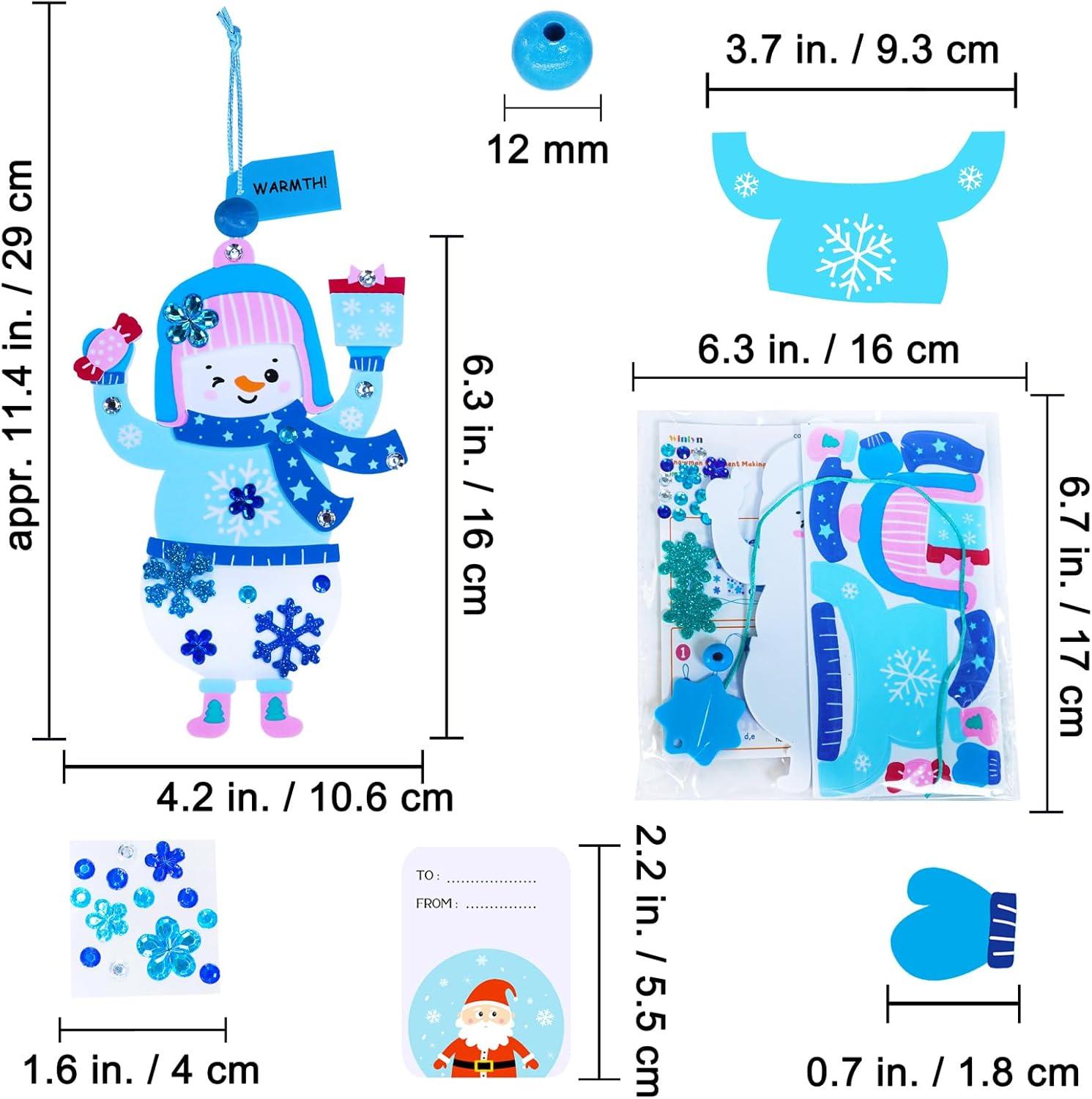 imageWinlyn 24 Sets Christmas Craft Kits Winter Crafts DIY Holiday Snowman Ornaments Decorations Snowman Festive Foam Stickers Christmas Arts and Crafts for Kids Home Classroom Art Activities Party Favor