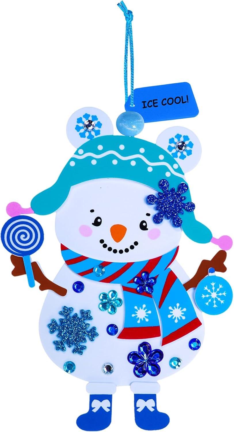 imageWinlyn 24 Sets Christmas Craft Kits Winter Crafts DIY Holiday Snowman Ornaments Decorations Snowman Festive Foam Stickers Christmas Arts and Crafts for Kids Home Classroom Art Activities Party Favor