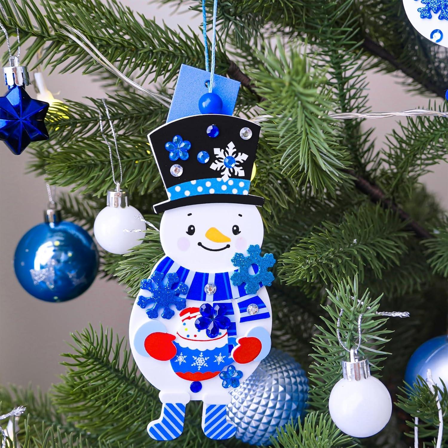 imageWinlyn 24 Sets Christmas Craft Kits Winter Crafts DIY Holiday Snowman Ornaments Decorations Snowman Festive Foam Stickers Christmas Arts and Crafts for Kids Home Classroom Art Activities Party Favor