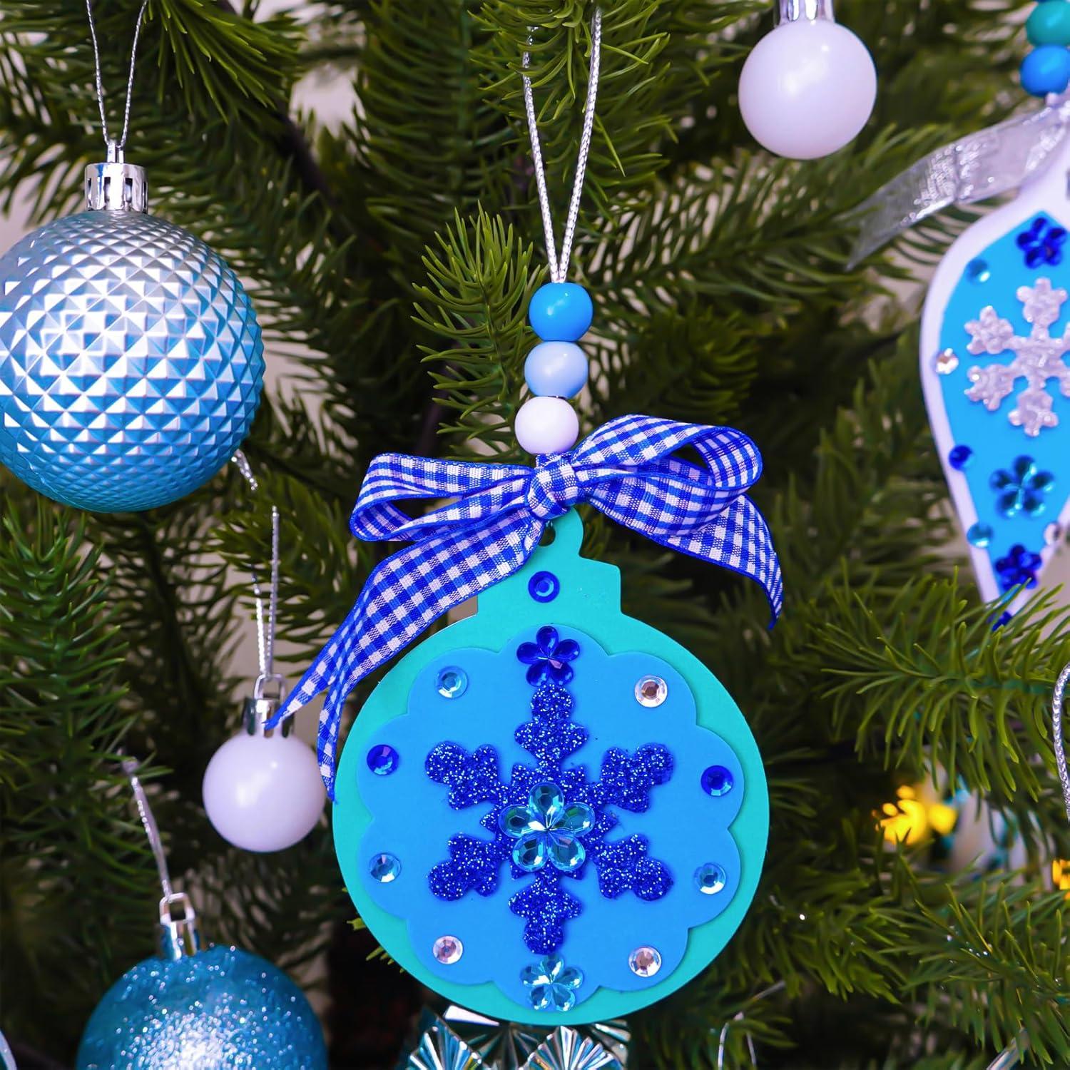 imageWinlyn 24 Sets Christmas Craft Kits Winter Crafts DIY Snowflake Baubles Ornaments Decorations Snowflake Foam Stickers Christmas Arts and Crafts for Kids Holiday Classroom Art Activities Party Favors