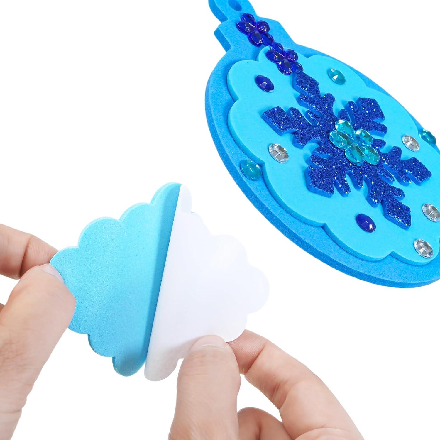 imageWinlyn 24 Sets Christmas Craft Kits Winter Crafts DIY Snowflake Baubles Ornaments Decorations Snowflake Foam Stickers Christmas Arts and Crafts for Kids Holiday Classroom Art Activities Party Favors