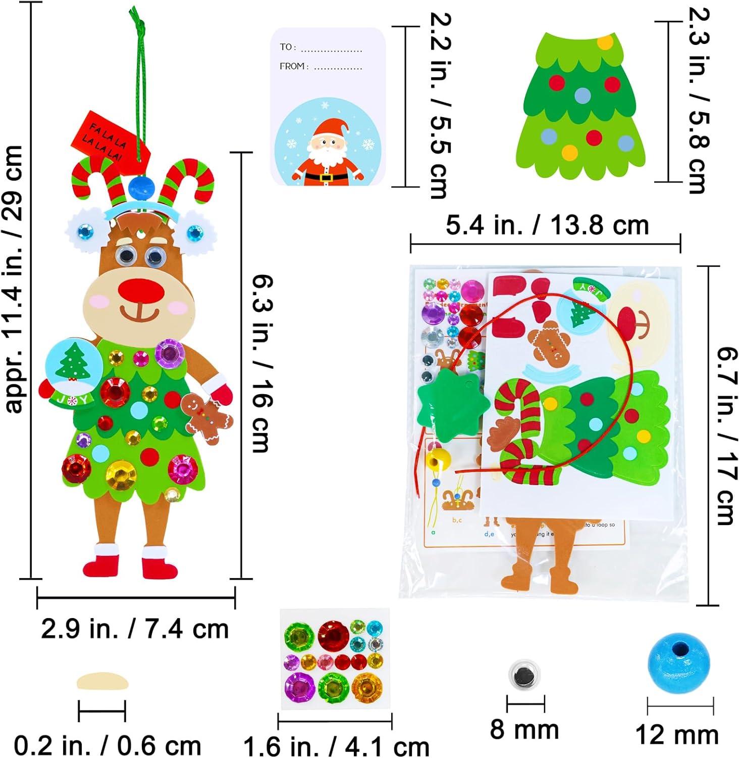 imageWinlyn 24 Sets Christmas Craft Kits Winter Crafts DIY Xmas Reindeer Ornaments Decorations Festive Foam Stickers Christmas Arts and Crafts for Kids Holiday Party Favors Home Classroom Art Activities