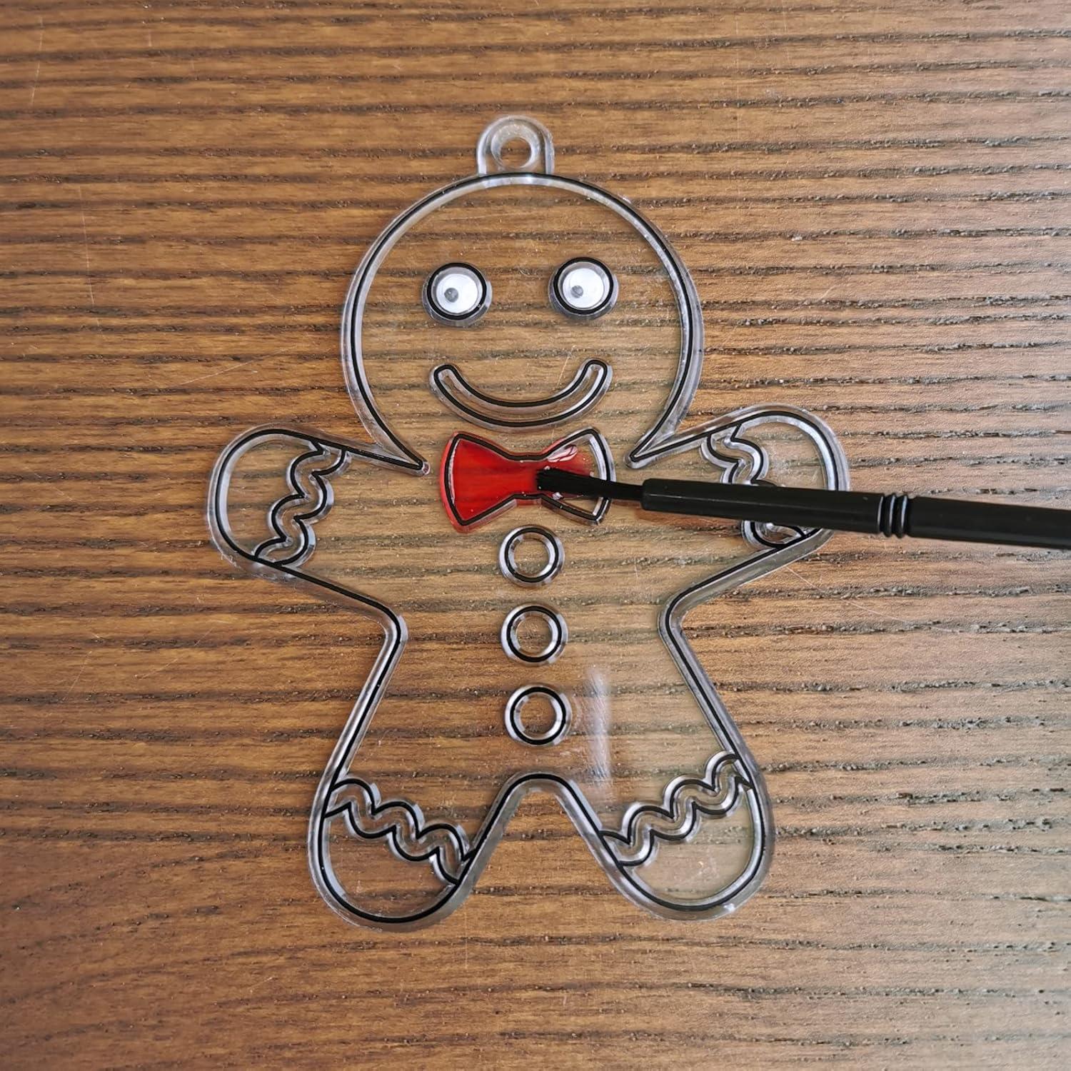 imageWinlyn 24 Sets Christmas Suncatchers Ornaments Decorations DIY Window Paint Art Suncatchers Christmas Craft Kits Santa Snowman Snowflake Reindeer Sun Catchers for Kids Classroom Activities Art Project