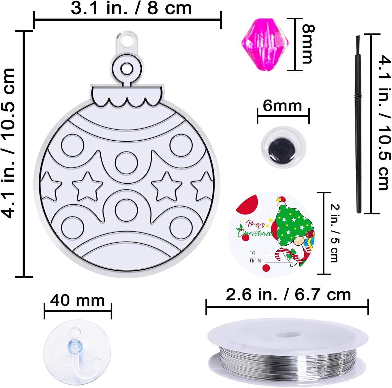 imageWinlyn 24 Sets Christmas Suncatchers Ornaments Decorations DIY Window Paint Art Suncatchers Christmas Craft Kits Santa Snowman Snowflake Reindeer Sun Catchers for Kids Classroom Activities Art Project