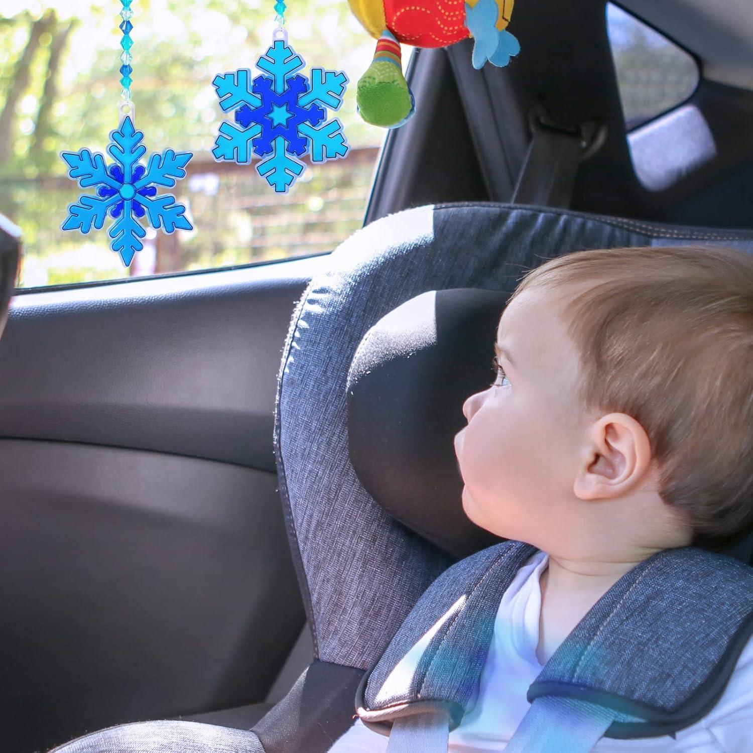 imageWinlyn 24 Sets Snowflake Suncatchers Ornaments Decorations DIY Window Paint Art Suncatchers Christmas Craft Kits Hanging Snowflake Sun Catchers for Kids Christmas Winter Home Classroom Party Activity