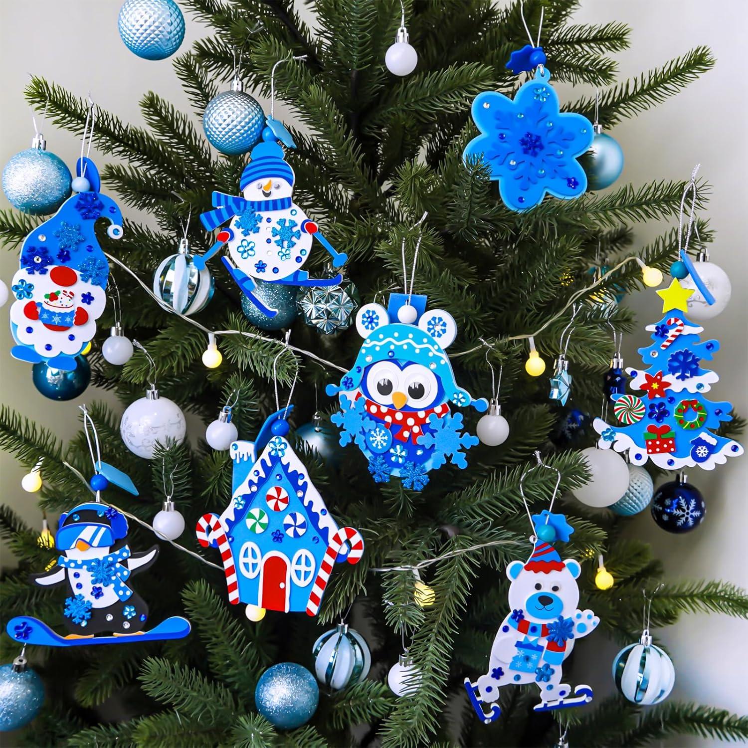 imageWinlyn 24 Sets Winter Craft Kits Christmas Crafts DIY Holiday Ornaments Decorations Craft Kits Festive Foam Stickers Winter Arts and Crafts for Kids Home Classroom Art Activities Party Favors