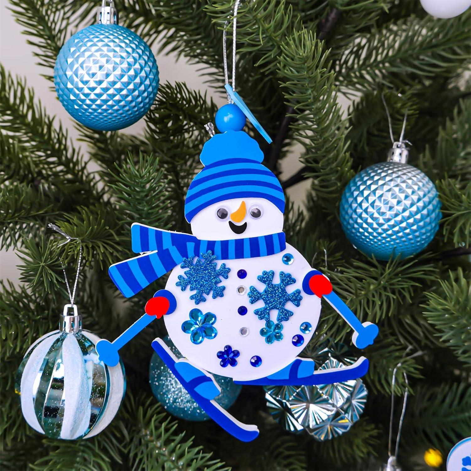 imageWinlyn 24 Sets Winter Craft Kits Christmas Crafts DIY Holiday Ornaments Decorations Craft Kits Festive Foam Stickers Winter Arts and Crafts for Kids Home Classroom Art Activities Party Favors