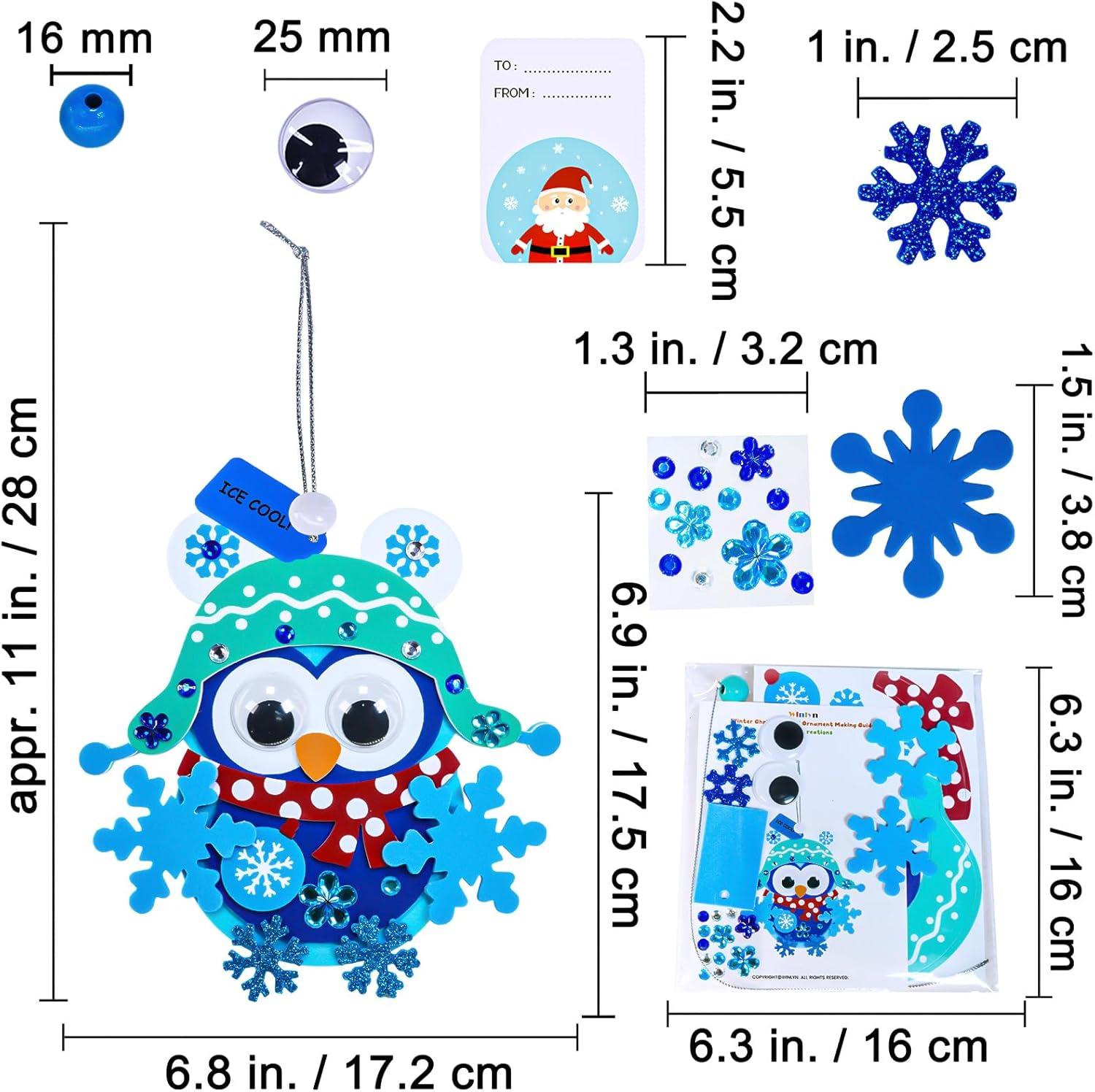 imageWinlyn 24 Sets Winter Craft Kits Christmas Crafts DIY Holiday Ornaments Decorations Craft Kits Festive Foam Stickers Winter Arts and Crafts for Kids Home Classroom Art Activities Party Favors