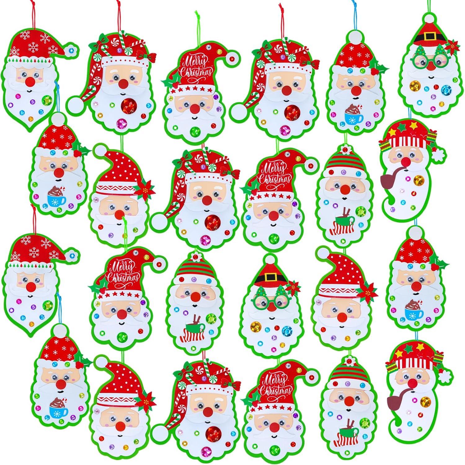 imageWinlyn 32 Sets Bulk Santa Christmas Ornaments Decorations Craft Kits School Arts and Crafts Foam Santa Christmas Stickers for Kids Holiday Xmas Festive Classroom Activities Party Favors Art Project