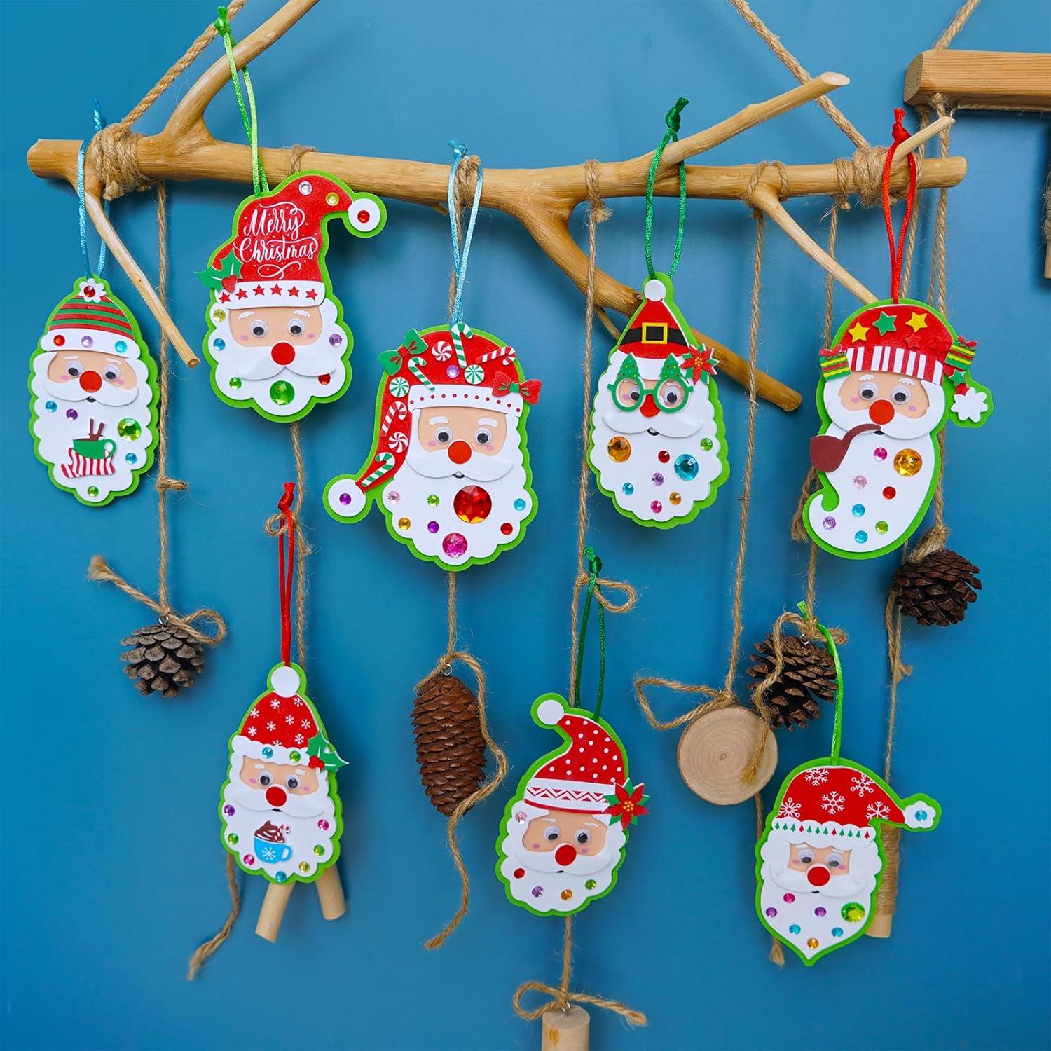 imageWinlyn 32 Sets Bulk Santa Christmas Ornaments Decorations Craft Kits School Arts and Crafts Foam Santa Christmas Stickers for Kids Holiday Xmas Festive Classroom Activities Party Favors Art Project