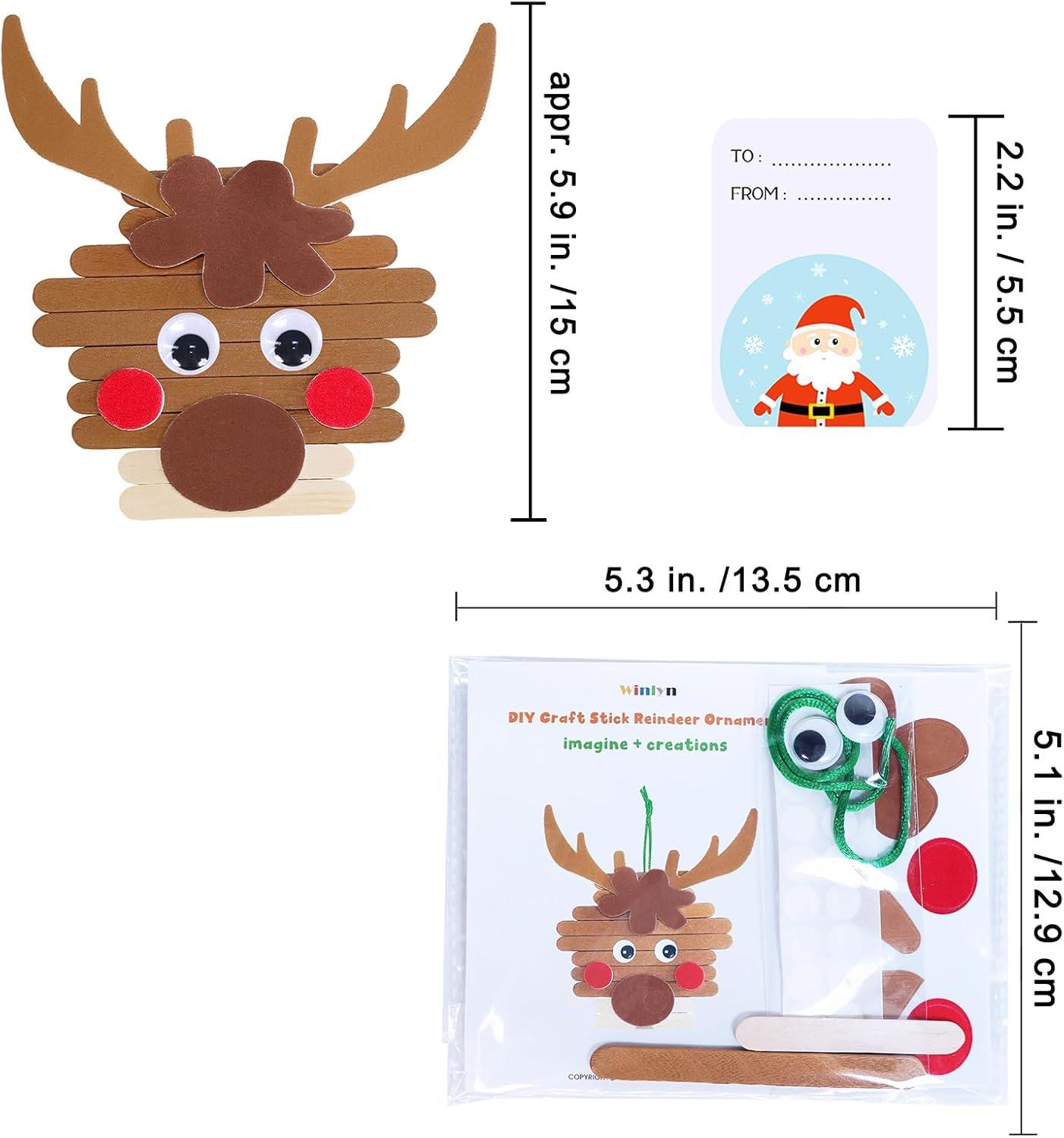 imageWinlyn 32 Sets Christmas Craft Kits Winter Crafts DIY Popsicle Stick Christmas Ornaments Decorations Art Sets Craft Sticks Christmas Foam Stickers for Kids Holiday Classroom Activities Party Favors