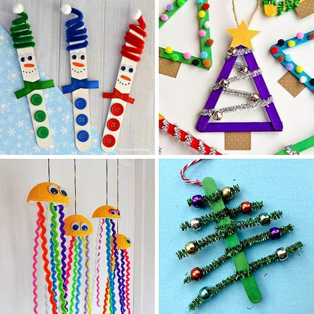 imageWinlyn 475 Set Christmas Jingle Bell Wreath Christmas Tree Ornaments Craft Kit Jingle Bell Metallic Chenille Stems Glitter PomPoms Ribbon Assortment for Kids Holiday Xmas Bracelets Necklaces Artwork