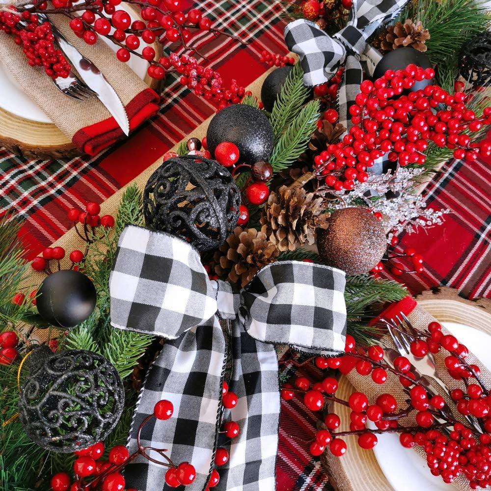imageWinlyn 50 Yards Black and White Buffalo Check Plaid Wired Ribbon Gingham Ribbon 25quot Wide for Christmas Tree Wreath Bows Festive Farmhouse Decoration Gift Wrapping Crafts Floral Arrangement